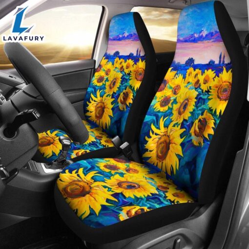 Best New Painting Sunflower Premium Custom Car Seat Covers Decor Protector