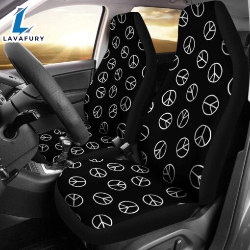 Best Pacifistic Sign Pattern In Doodle Style Premium Custom Car Seat Covers Decor Protector