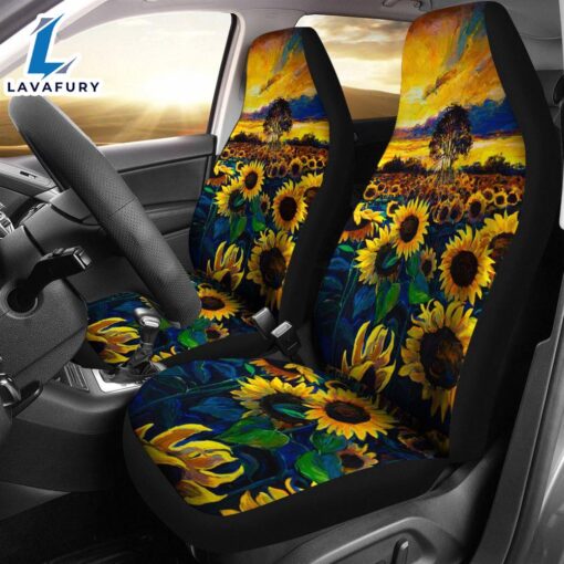 Best Painting Sunflower Art Premium Custom Car Seat Covers Decor Protector 1