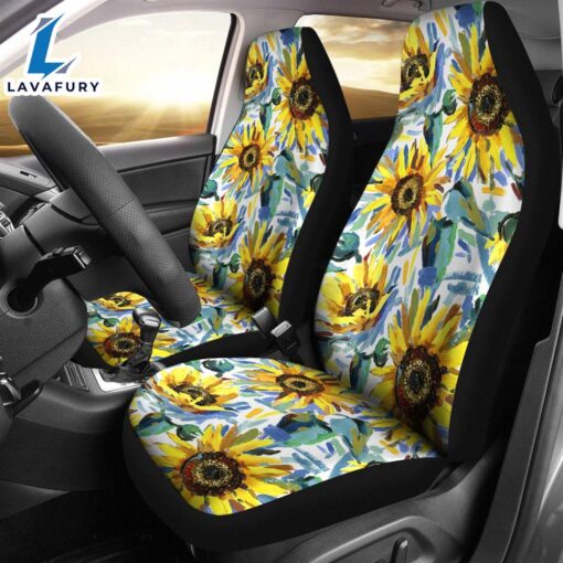 Best Painting Sunflower Premium Custom Car Seat Covers Decor Protector