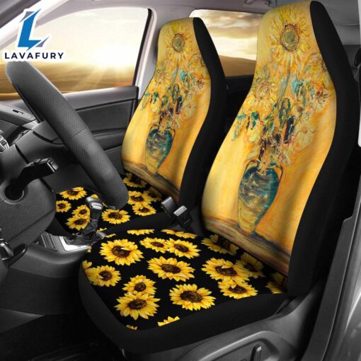 Best Painting Vase Sunflower Premium Custom Car Seat Covers Decor Protector