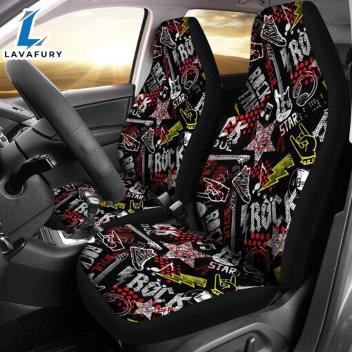 Best Rock Music Pattern With Guitar Premium Custom Car Seat Covers Decor Protector