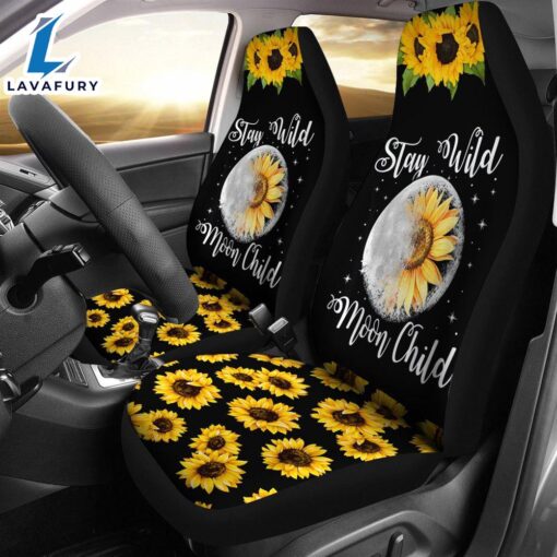 Best Stay Wild Moon Child Hippie Sunflower Premium Custom Car Seat Covers Decor Protector