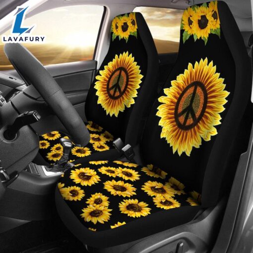 Best Sunflower Peace Sign 1960S 1970S Hippie Premium Custom Car Seat Covers Decor Protector