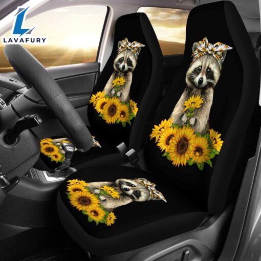 Best Sunflowers Racoon Sunflowers Premium Custom Car Seat Covers Decor Protector