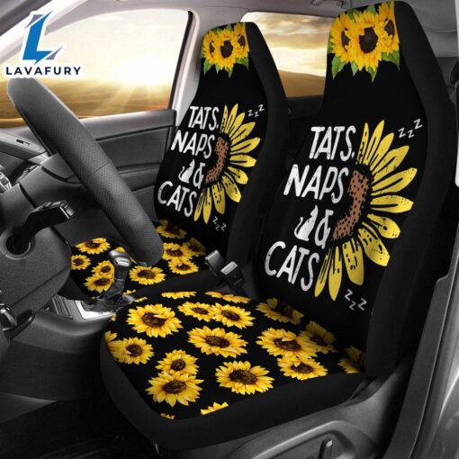 Best Tats Naps And Cats Sunflower Seat Covers Car Decor Car Protector