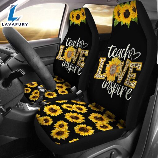 Best Teach Love Inspire Cute Sunflower Seat Covers Car Decor Car Protector