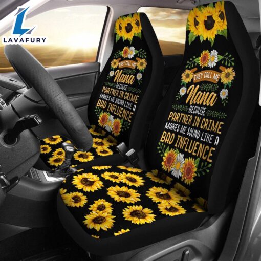 Best They Call Me Nana Because Partner In Crime Cute Sunflower Seat Covers Car Decor Car Protector