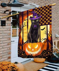 Black Cat Halloween Flags, Halloween…