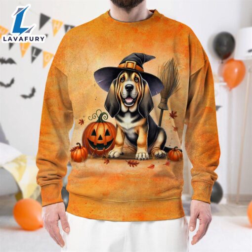 Bloodhound Dog In Spooky Autumn Halloween 3D Shirt