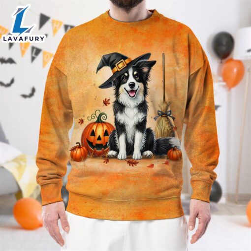 Border Collie Dog In Spooky Autumn Halloween 3D Shirt