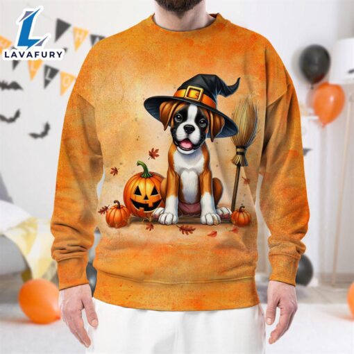 Boxer Dog In Spooky Autumn Halloween 3D Shirt