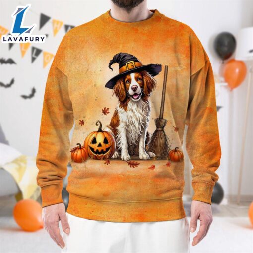 Brittany Dog In Spooky Autumn Halloween 3D Shirt