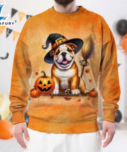 Bulldog In Spooky Autumn Halloween…