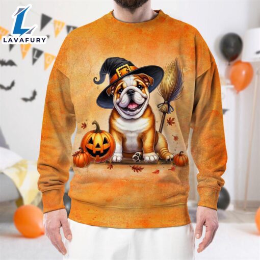 Bulldog In Spooky Autumn Halloween 3D Shirt