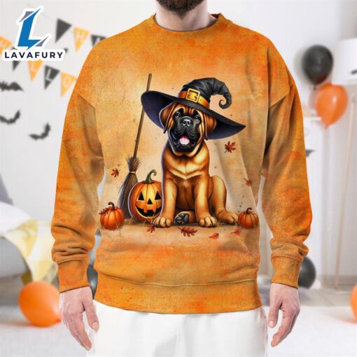 Bullmastiff Dog In Spooky Autumn Halloween 3D Shirt