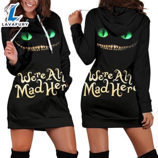 Cartoon Alice In Wonderland Cheshire Cat Face Hoodie Dress All Over Printed 3D Unisex Men Women