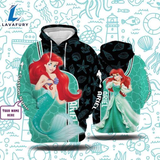 Cartoon Character Ariel Form Hoodie All Over Printed 3D Personalized Custom Name Unisex Men Women