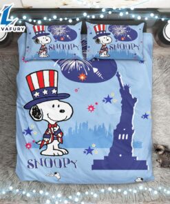 Cartoon Character Blue Snoopy Bedding…