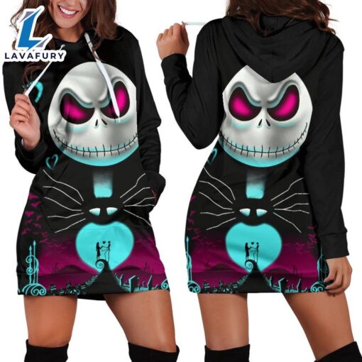 Cartoon Character Jack Skelington Face Hoodie Dress  All Over Printed 3D Unisex Men Women