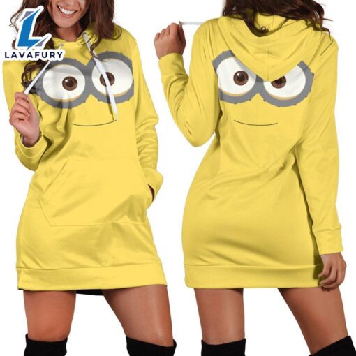 Cartoon Character Minions Eyes Hoodie Dress All Over Printed 3D Unisex Men Women