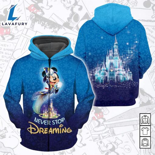 Cartoon Character Never Stop Dreaming All Over Printed Hoodie 3D Unisex Men Women