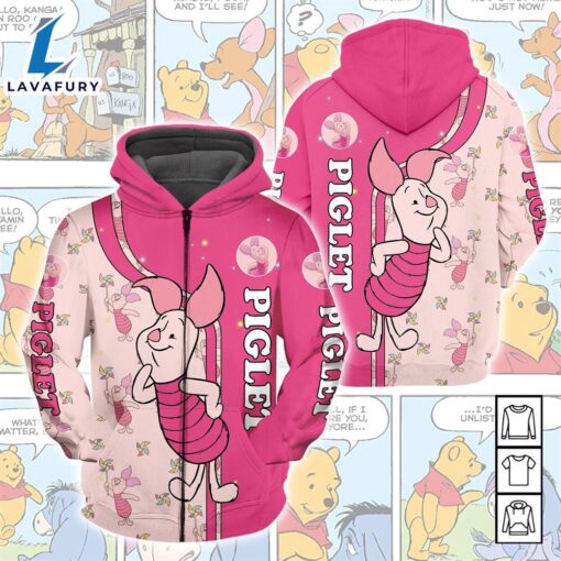 Cartoon Character Piglet Love Hoodie Dress All Over Printed 3D Unisex Men Women