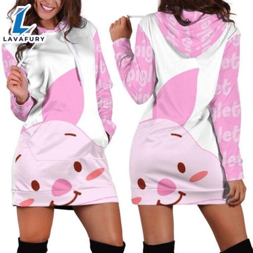 Cartoon Character Piglet Mouth Hoodie Dress All Over Printed 3D Unisex Men Women