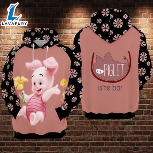 Cartoon Character Piglet Wine Bar Hoodie All Over Printed 3D Unisex Men Women