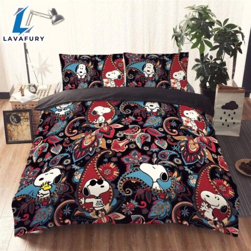 Cartoon Character Snoopy Brocade Bedding Set Duvet Cover Set Bedroom Set Bedlinen 3D