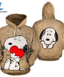 Cartoon Character Snoopy Brown Hoodie…