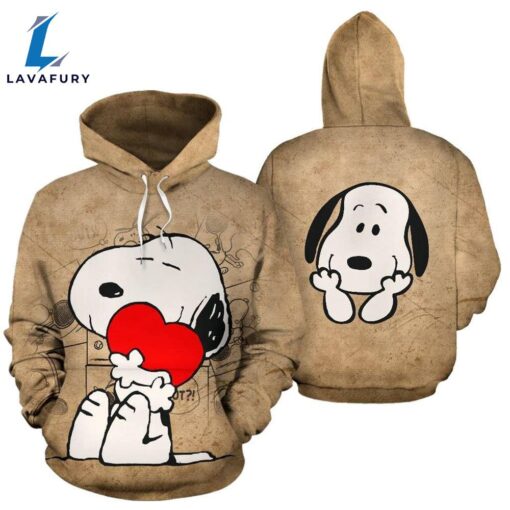 Cartoon Character Snoopy Brown Hoodie All Over Printed 3D Unisex Men Women