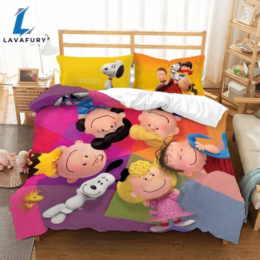 Cartoon Character Snoopy Circle Friends Bedding Set Duvet Cover Set Bedroom Set Bedlinen 3D