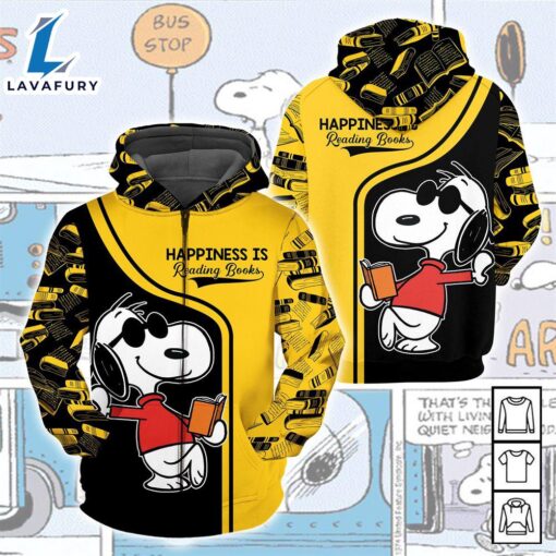 Cartoon Character Snoopy Happiness Zip Hoodie Sweater Tshirt All Over Printed 3D Unisex Men Women