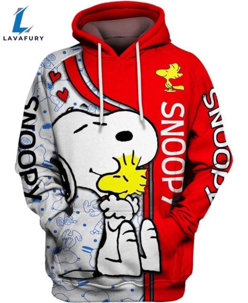 Cartoon Character Snoopy Red Hoodie All Over Printed 3D Unisex Men Women