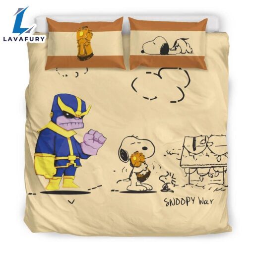 Cartoon Character Snoopy Thanos Bedding Set Duvet Cover Set Bedroom Set Bedlinen 3D