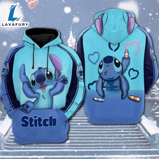 Cartoon Character Stitch Ears Hoodie All Over Printed 3D Unisex Men Women