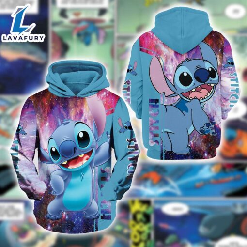 Cartoon Character Stitch Galaxy Hoodie All Over Printed 3D Unisex Men Women