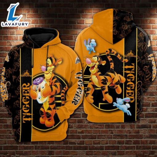 Cartoon Character Tigger Happy Hoodie All Over Printed 3D Unisex Men Women