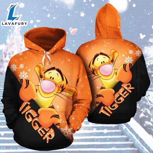 Cartoon Character Tigger Snow Hoodie All Over Printed 3D Unisex Men Women