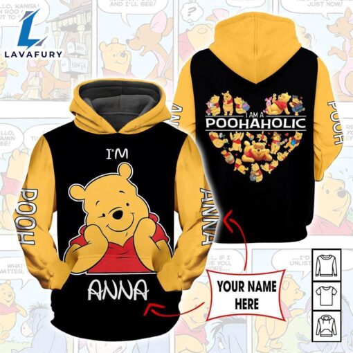 Cartoon Character Winnie The Pooh Aholic Hoodie All Over Printed 3D Personalized Custom Name Unisex Men Women