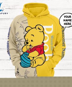 Cartoon Character Winnie The Pooh Personalized Custom Name Hoodie All Over Printed 3D Unisex Men Women