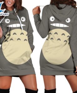 Cartoon Ghibli Totoro Face Hoodie Dress All Over Printed 3D Unisex Men Women