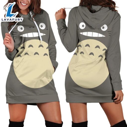 Cartoon Ghibli Totoro Face Hoodie Dress All Over Printed 3D Unisex Men Women