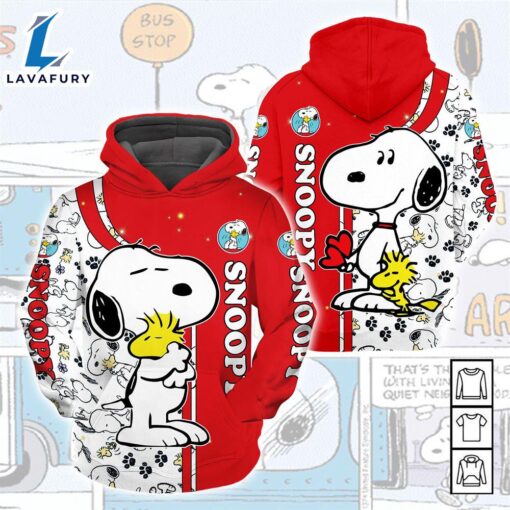 Cartoon Peanuts Love Snoopy Pattern Hoodie All Over Printed 3D Unisex Men Women