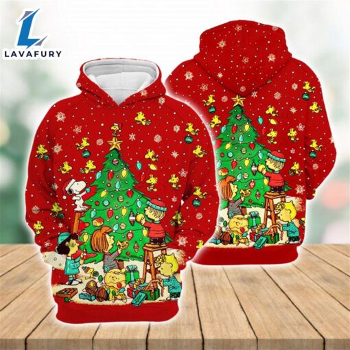 Cartoon Peanuts Snoopy Pine Tree Hoodie All Over Printed 3D Unisex Men Women