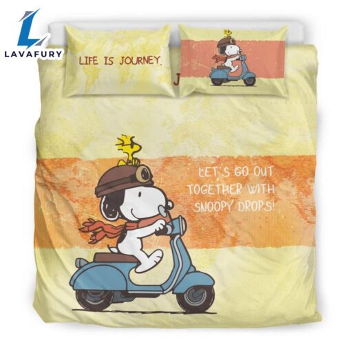 Cartoon Snoopy Life Is Journey Bedding Set Duvet Cover Set Bedroom Set Bedlinen 3D