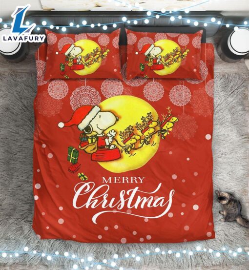 Cartoon Snoopy Merry Christmas Bedding Set Duvet Cover Set Bedroom Set Bedlinen 3D