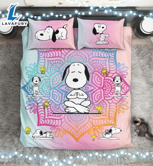 Cartoon Snoopy Yoga Bedding Set Duvet Cover Set Bedroom Set Bedlinen 3D