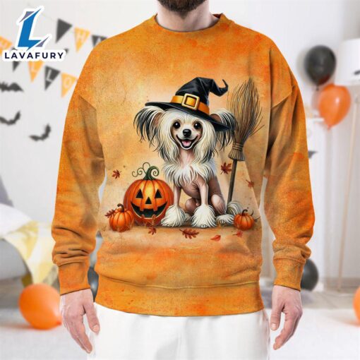 Chinese Crested Dog In Spooky Autumn Halloween 3D Shirt